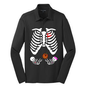 Skeleton Twins Girl Boy Pregnancy Halloween Costume Silk Touch Performance Long Sleeve Polo