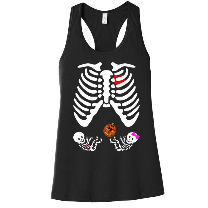 Skeleton Twins Girl Boy Pregnancy Halloween Costume Women's Racerback Tank