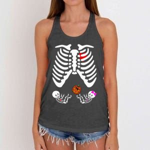 Skeleton Twins Girl Boy Pregnancy Halloween Costume Women's Knotted Racerback Tank