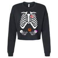 Skeleton Twins Girl Boy Pregnancy Halloween Costume Cropped Pullover Crew