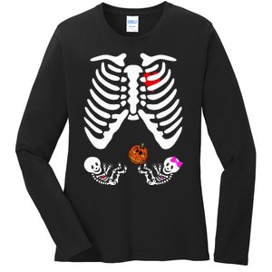 Skeleton Twins Girl Boy Pregnancy Halloween Costume Ladies Long Sleeve Shirt