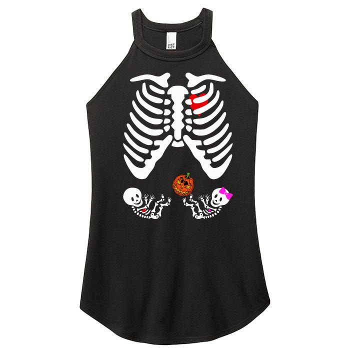 Skeleton Twins Girl Boy Pregnancy Halloween Costume Women's Perfect Tri Rocker Tank