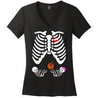 Skeleton Twins Girl Boy Pregnancy Halloween Costume Women's V-Neck T-Shirt