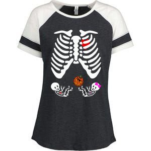 Skeleton Twins Girl Boy Pregnancy Halloween Costume Enza Ladies Jersey Colorblock Tee