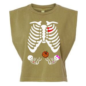 Skeleton Twins Girl Boy Pregnancy Halloween Costume Garment-Dyed Women's Muscle Tee