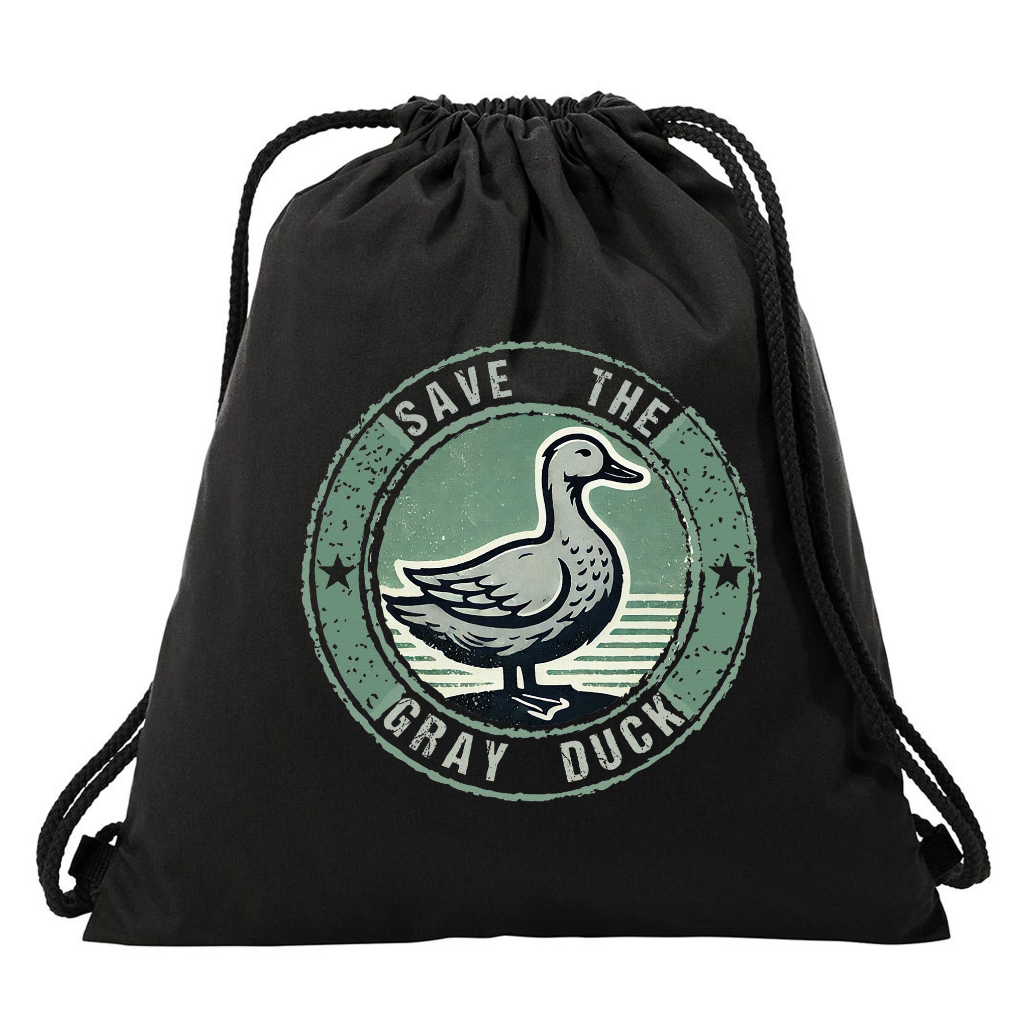 Save The Gray Duck Drawstring Bag