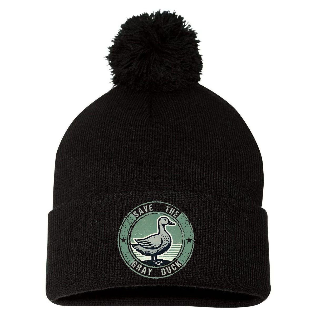 Save The Gray Duck Pom Pom 12in Knit Beanie