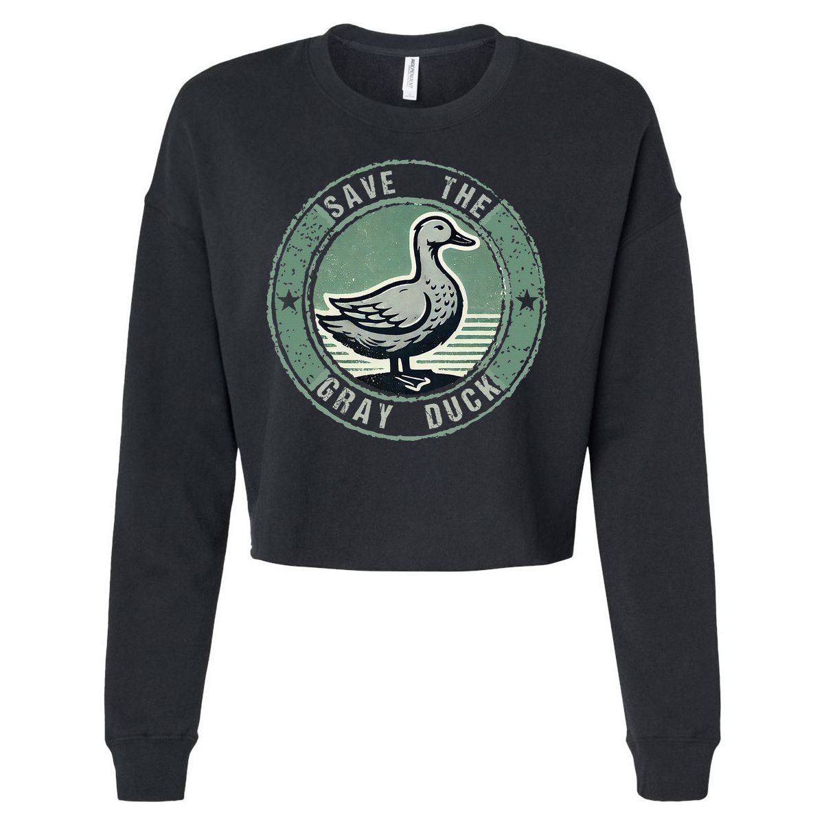 Save The Gray Duck Cropped Pullover Crew