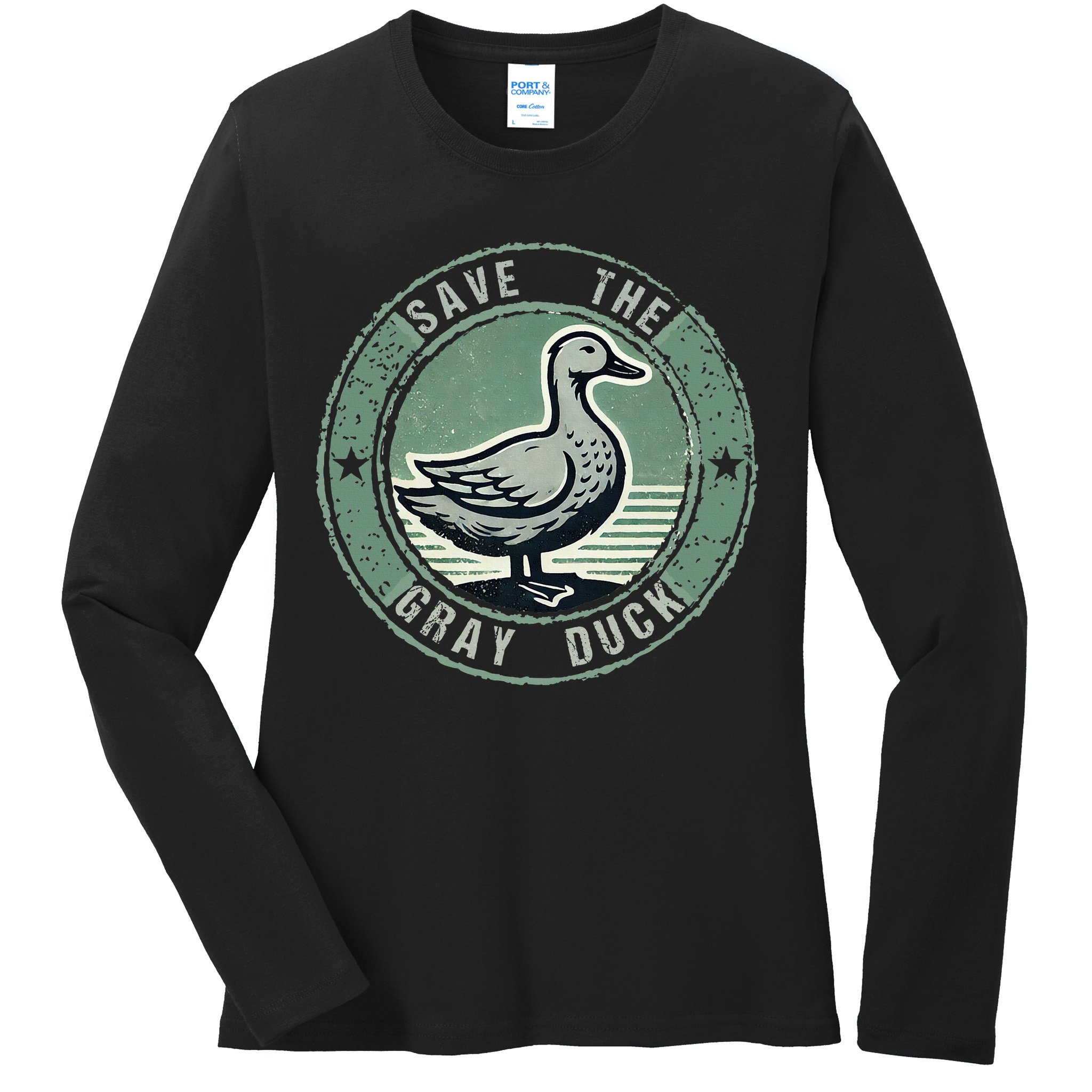 Save The Gray Duck Ladies Long Sleeve Shirt