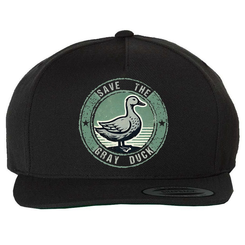 Save The Gray Duck Wool Snapback Cap