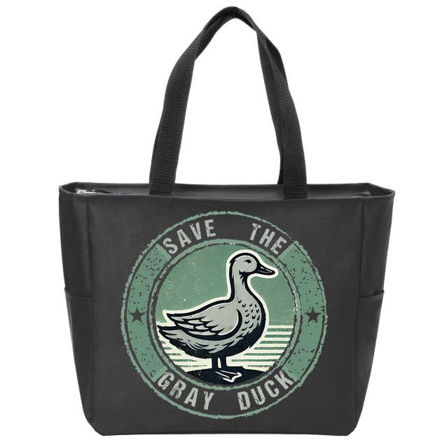 Save The Gray Duck Zip Tote Bag