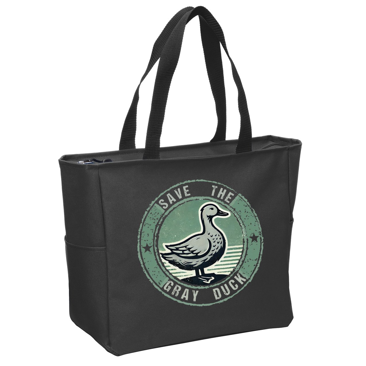 Save The Gray Duck Zip Tote Bag