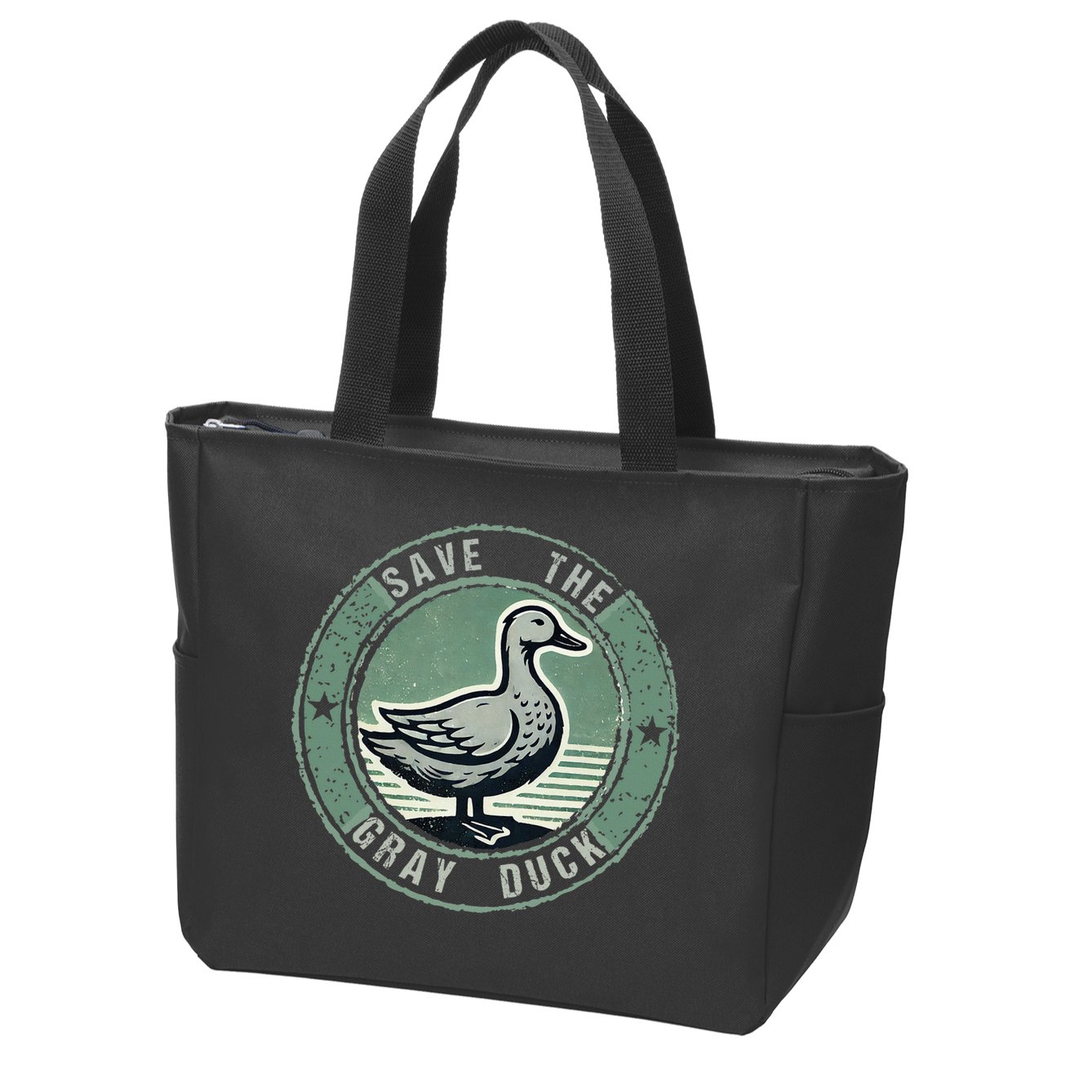 Save The Gray Duck Zip Tote Bag