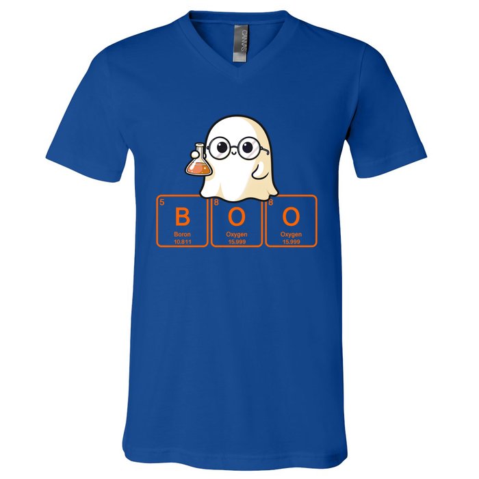 Science Teacher Ghost Halloween Chemistry Boo Elets Gift V-Neck T-Shirt