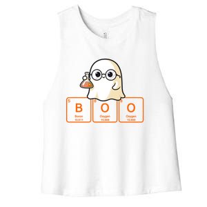 Science Teacher Ghost Halloween Chemistry Boo Elets Gift Women's Racerback Cropped Tank