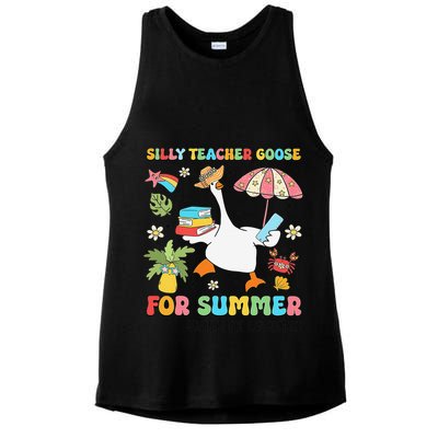 Silly Teacher Goose On The Loose Summer Ladies PosiCharge Tri-Blend Wicking Tank