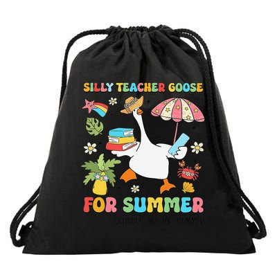 Silly Teacher Goose On The Loose Summer Drawstring Bag