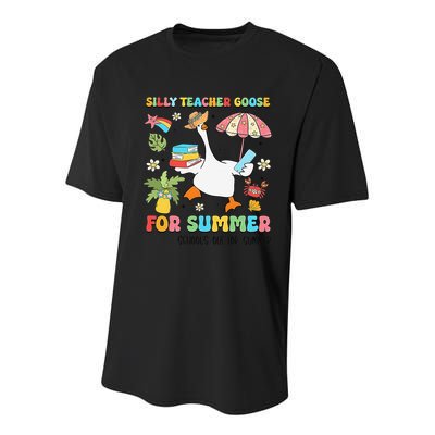 Silly Teacher Goose On The Loose Summer Youth Performance Sprint T-Shirt
