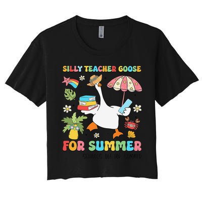 Silly Teacher Goose On The Loose Summer Women's Crop Top Tee