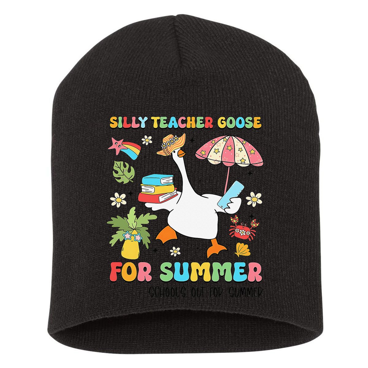 Silly Teacher Goose On The Loose Summer Short Acrylic Beanie
