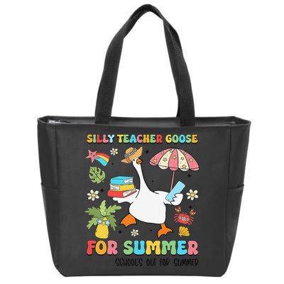 Silly Teacher Goose On The Loose Summer Zip Tote Bag