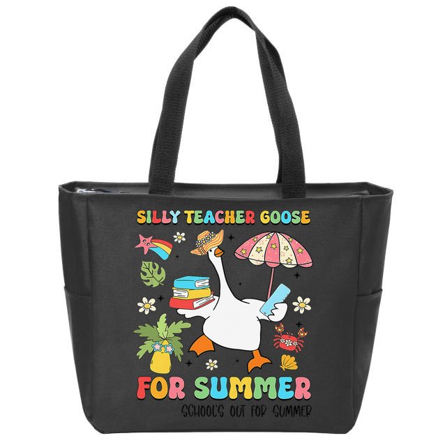 Silly Teacher Goose On The Loose Summer Zip Tote Bag