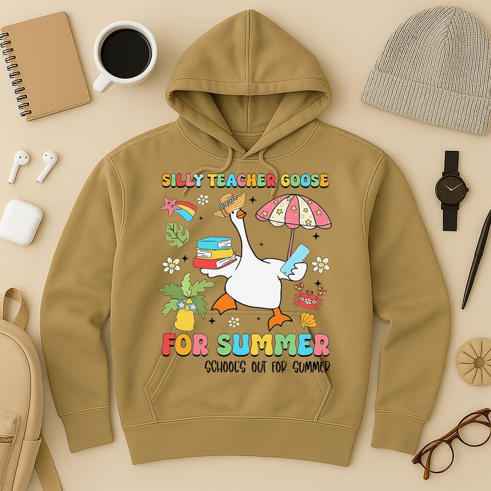 Silly Teacher Goose On The Loose Summer Hoodie