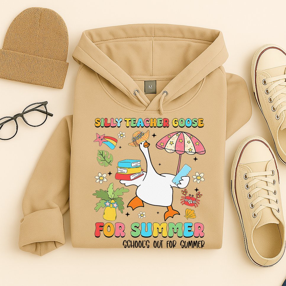 Silly Teacher Goose On The Loose Summer Hoodie
