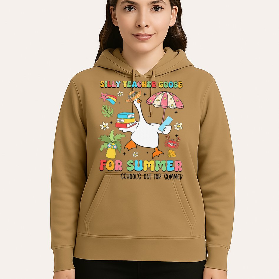Silly Teacher Goose On The Loose Summer Hoodie