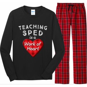 Sped Teacher Gift Valentines Day Plaid Work Of Heart Gift Long Sleeve Pajama Set