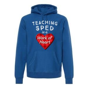 Sped Teacher Gift Valentines Day Plaid Work Of Heart Gift Premium Hoodie