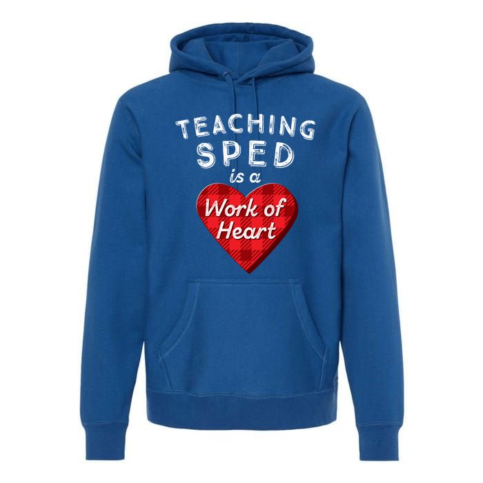 Sped Teacher Gift Valentines Day Plaid Work Of Heart Gift Premium Hoodie