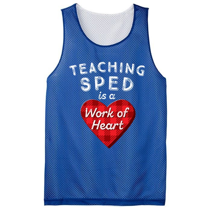 Sped Teacher Gift Valentines Day Plaid Work Of Heart Gift Mesh Reversible Basketball Jersey Tank