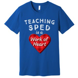 Sped Teacher Gift Valentines Day Plaid Work Of Heart Gift Premium T-Shirt