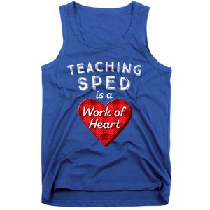 Sped Teacher Gift Valentines Day Plaid Work Of Heart Gift Tank Top