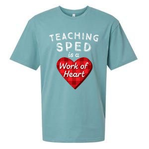 Sped Teacher Gift Valentines Day Plaid Work Of Heart Gift Sueded Cloud Jersey T-Shirt