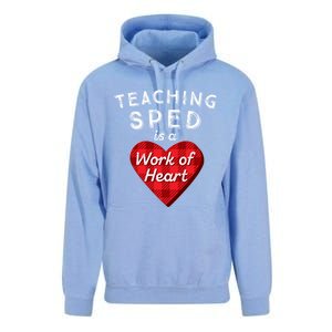 Sped Teacher Gift Valentines Day Plaid Work Of Heart Gift Unisex Surf Hoodie