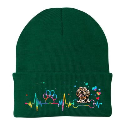 Shih Tzu Heartbeat Funny Tie Dye Dog Lovers Knit Cap Winter Beanie