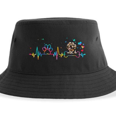 Shih Tzu Heartbeat Funny Tie Dye Dog Lovers Sustainable Bucket Hat