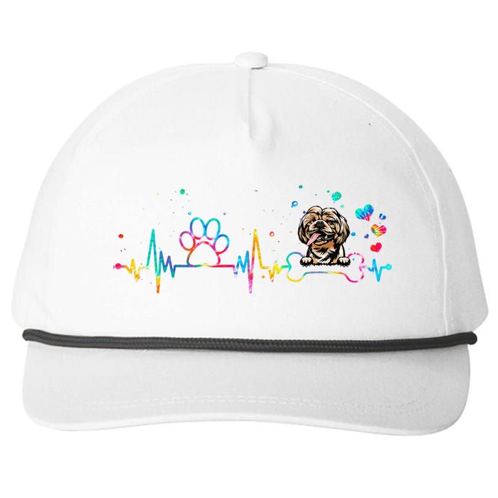 Shih Tzu Heartbeat Funny Tie Dye Dog Lovers Snapback Five-Panel Rope Hat