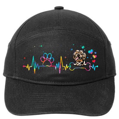 Shih Tzu Heartbeat Funny Tie Dye Dog Lovers 7-Panel Snapback Hat