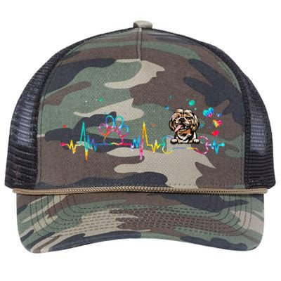 Shih Tzu Heartbeat Funny Tie Dye Dog Lovers Retro Rope Trucker Hat Cap