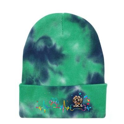 Shih Tzu Heartbeat Funny Tie Dye Dog Lovers Tie Dye 12in Knit Beanie