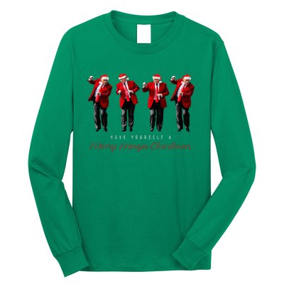 Santa Trump Have Yourself A Merry Maga Xmas Long Sleeve Shirt