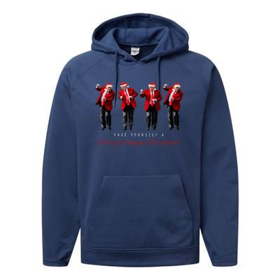 Santa Trump Have Yourself A Merry Maga Xmas Performance Fleece Hoodie