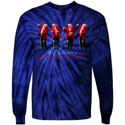 Santa Trump Have Yourself A Merry Maga Xmas Tie-Dye Long Sleeve Shirt