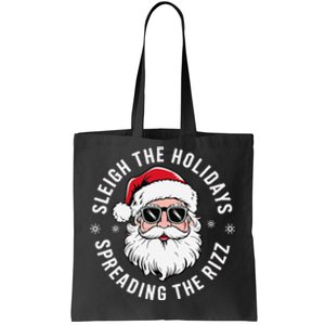 Sleigh The Holidays Spreading The Rizz Funny Santa Christmas Gift Tote Bag