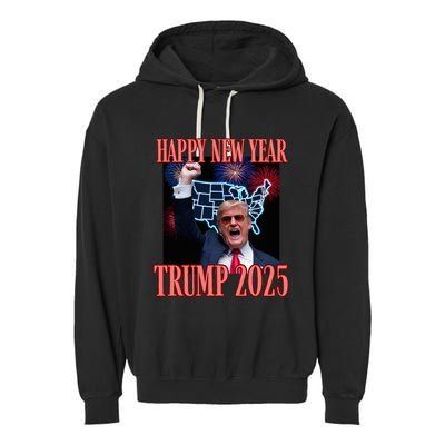 Sarcastic Trump Happy New Year 2025 47th President Convicted Garment-Dyed Fleece Hoodie