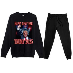 Sarcastic Trump Happy New Year 2025 47th President Convicted Premium Crewneck Sweatsuit Set