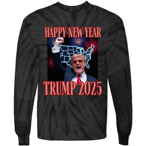 Sarcastic Trump Happy New Year 2025 47th President Convicted Tie-Dye Long Sleeve Shirt